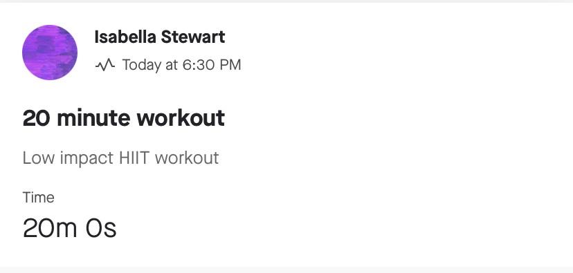 Isabella Day 18 Workout